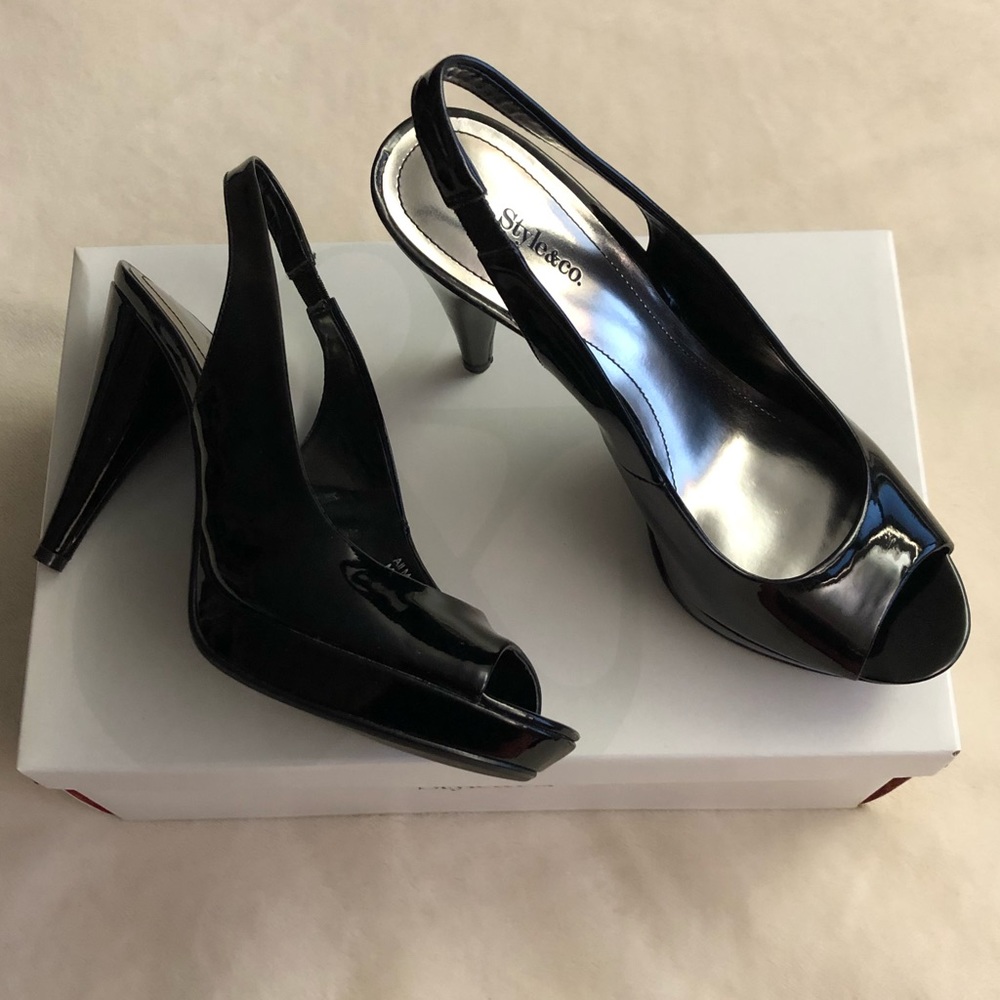 Style & co. Black sling back heels